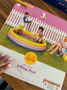 NEW Sun Squad Inflatable 3-Ring Pool — Yellow, Pink, Blue